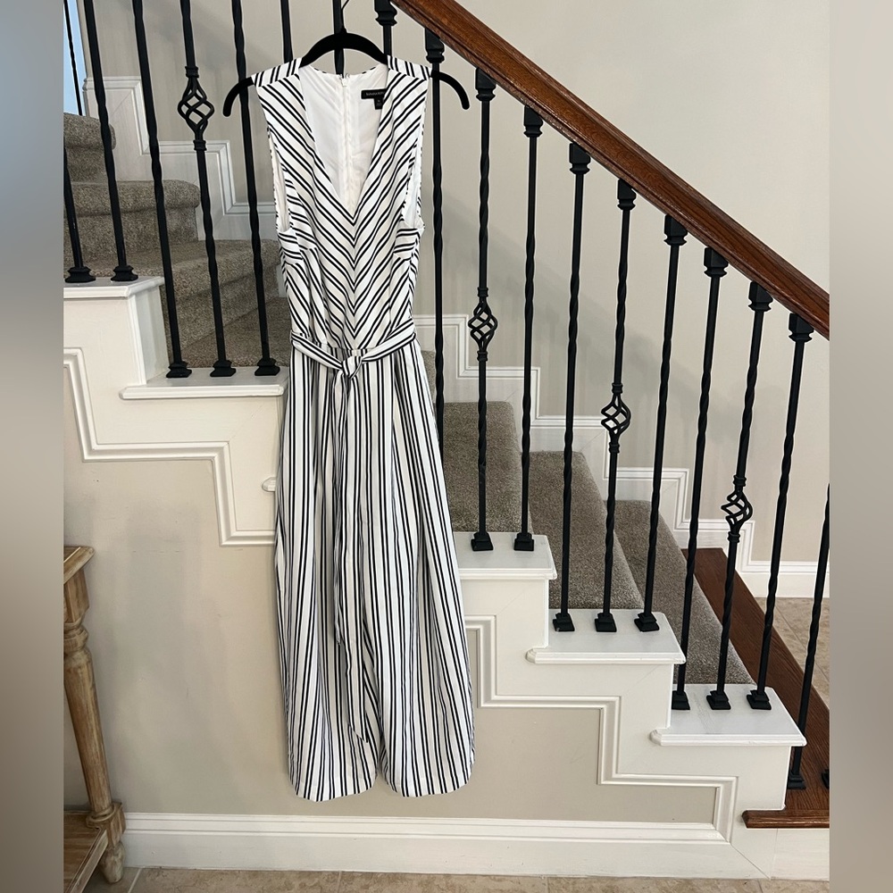 NWOT Banana Republic Black and White Striped Jumpsuit - Picture 2 of 13